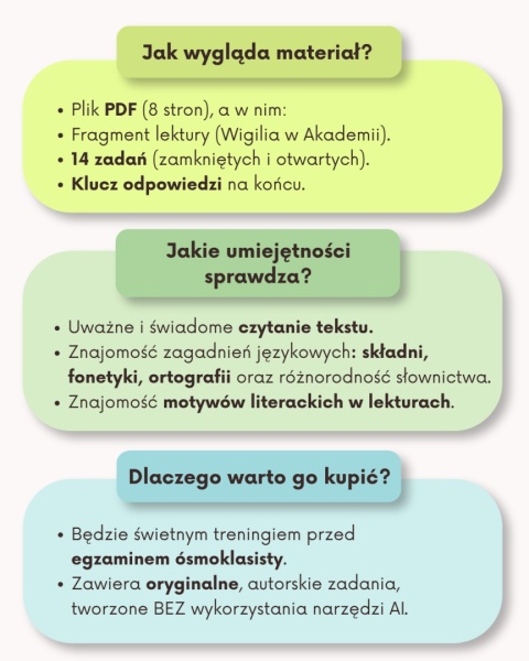 "Akademia Pana Kleksa" - próbny egzamin ósmoklasisty