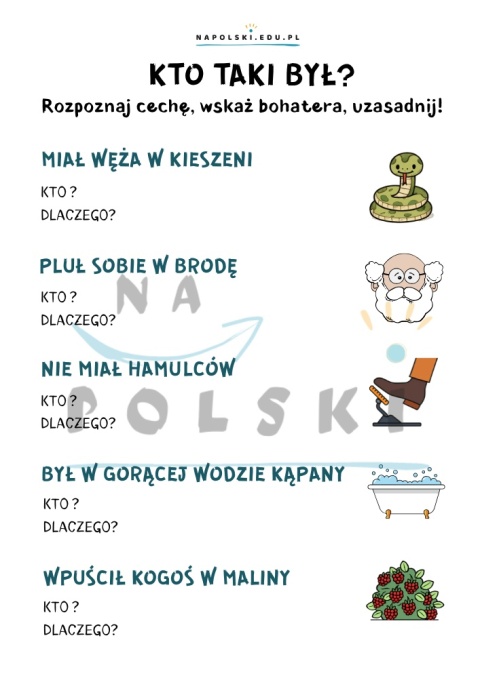 Bohaterowie lektur obowiązkowych - cechy charakteru, frazeologizmy