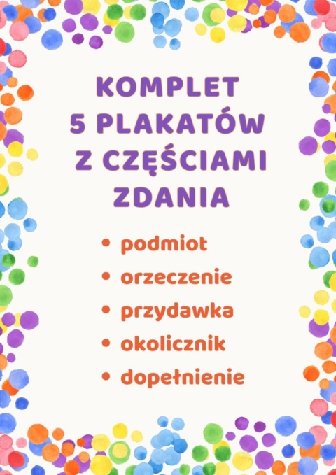 Części zdania - zestaw plakatów edukacyjnych