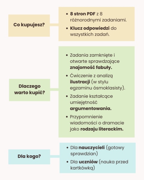 Dziady cz. II - sprawdzian ze znajomości lektury