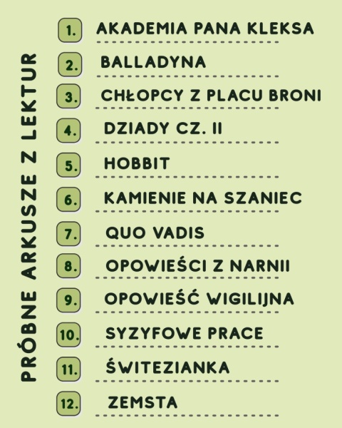 Egzamin ósmoklasisty - próbne arkusze z lektur obowiązkowych