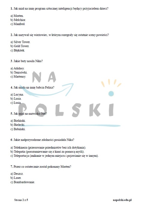"Felix, Net i Nika oraz Gang Niewidzialnych Ludzi" - test ze znajomości lektury