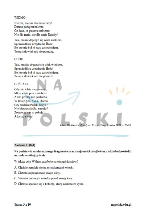 "Dziady" cz. II - próbny egzamin ósmoklasisty z zaproszeniem i tematem przemówienia "Dziady" cz. II - próbny egzamin ósmoklasisty z zaproszeniem i tematem przemówienia