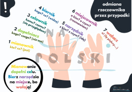 Odmiana rzeczownika przez przypadki - plansza edukacyjna