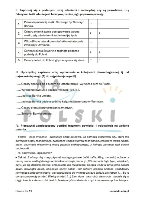 "Przedwiośnie" - sprawdzian ze znajomości lektury "Przedwiośnie" - sprawdzian ze znajomości lektury
