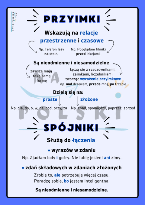 Przyimek i spójnik - najważniejsze informacje