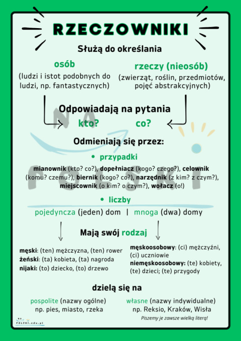 Rzeczownik - najważniejsze informacje