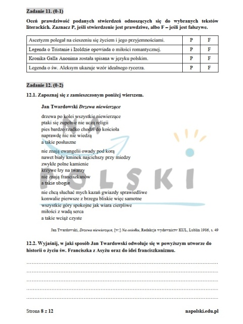 Średniowiecze - test historycznoliteracki, wersja poszerzona Średniowiecze - test historycznoliteracki, wersja poszerzona