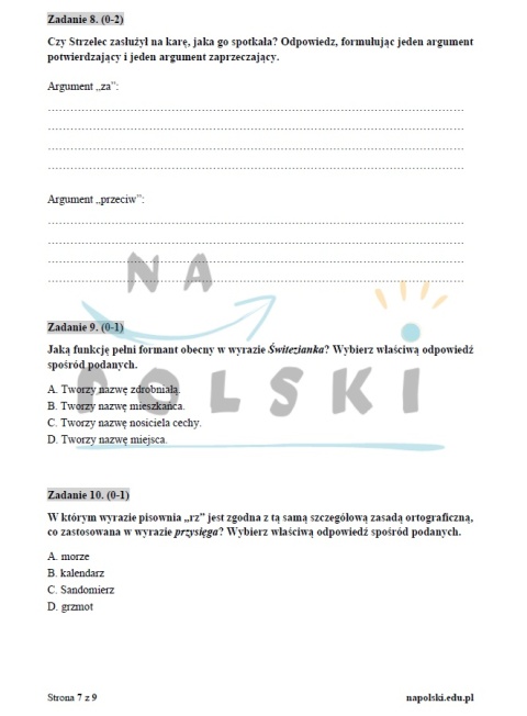 "Świtezianka" - próbny egzamin ósmoklasisty