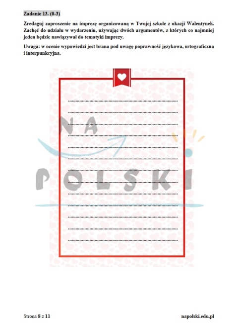 "Syzyfowe prace" - próbny egzamin ósmoklasisty z zaproszeniem i tematem rozprawki