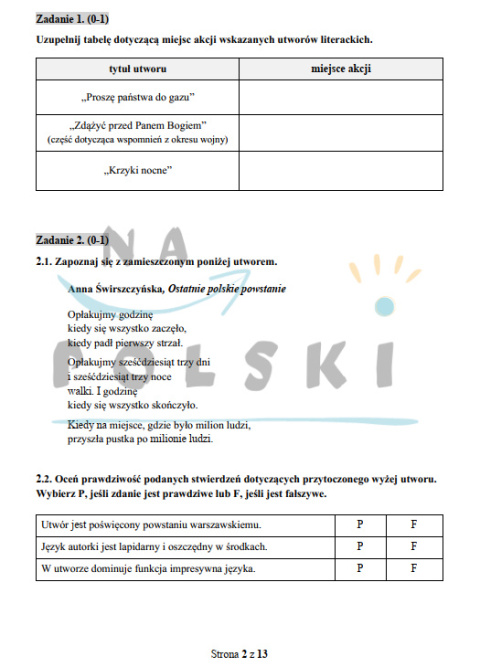 Wojna i okupacja - test historycznoliteracki