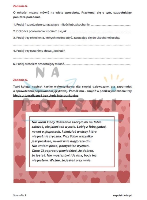 Zestaw ćwiczeń na walentynki